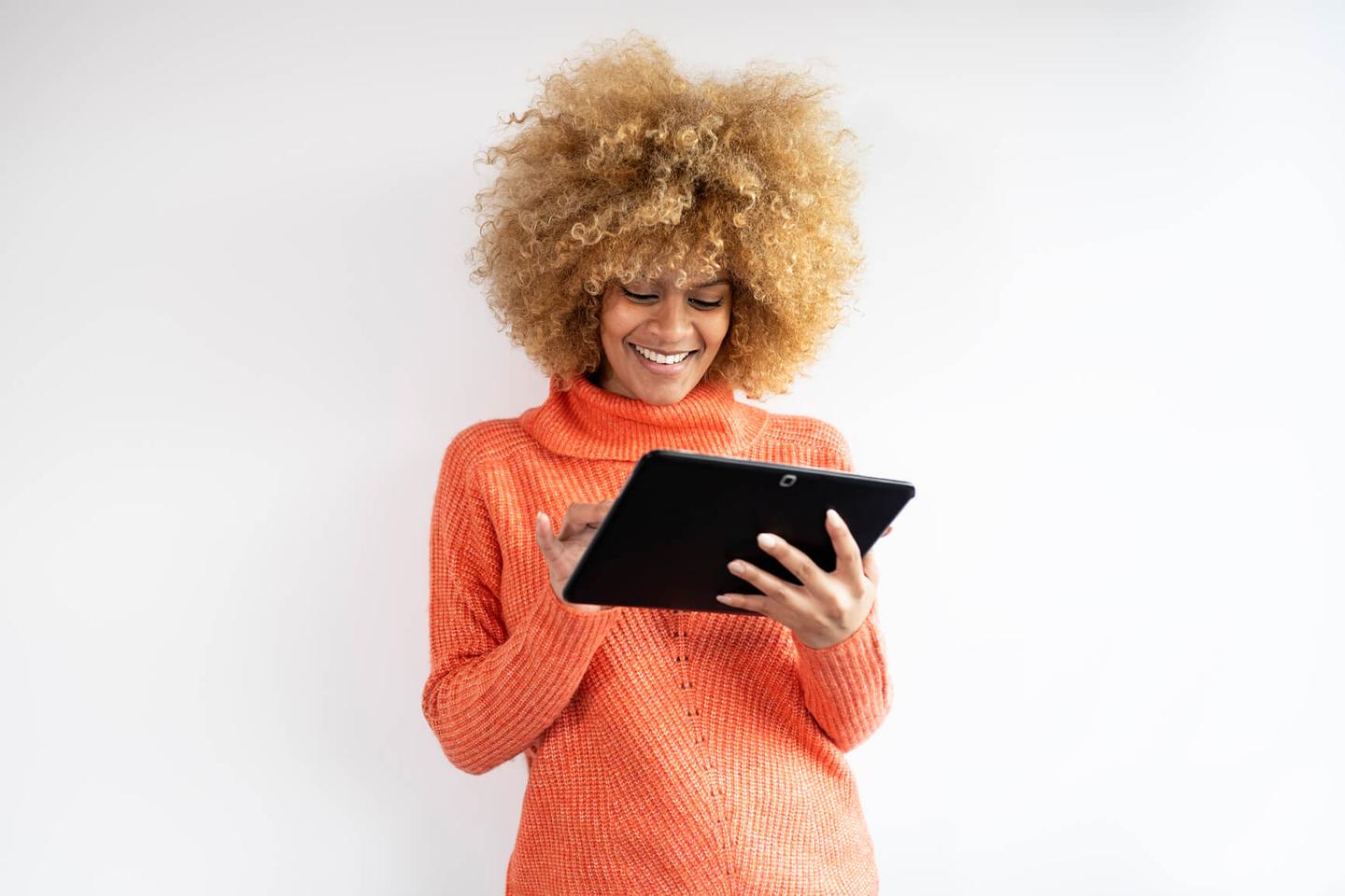 Woman looking at an ipad